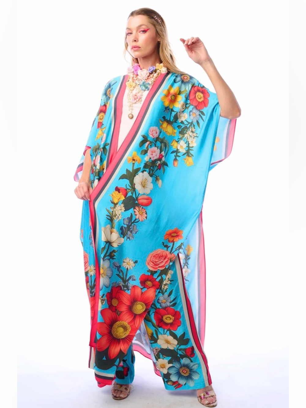 💐 Aratta Floral Garden maxi Kimono OS